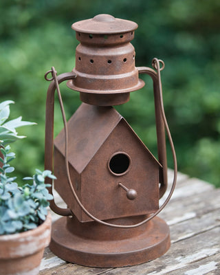 Functional Outdoor Iron Lantern Bird House