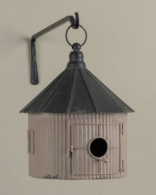 Black and Tan Round Metal Functional Birdhouse
