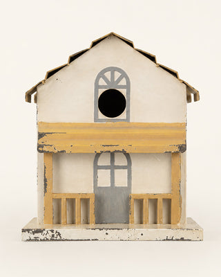 Functional Cream and Yellow Metal Wall Birdhouse Outdoor Garden Bird Decor