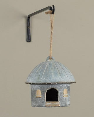  Blue gold birdhouse garden accent