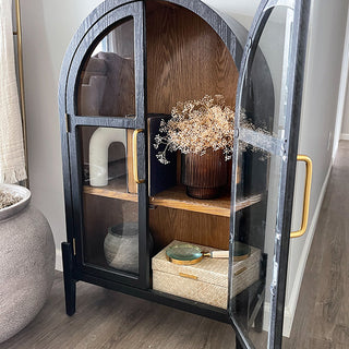 Black Wood Arched Cabinet