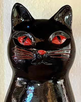 Sculpted Black Cat Bud Vases, Set of 2