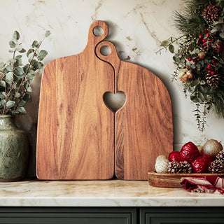 Heart Cutout Wood Charcuterie Board, Set of Two