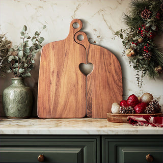Heart Cutout Wood Charcuterie Board, Set of Two