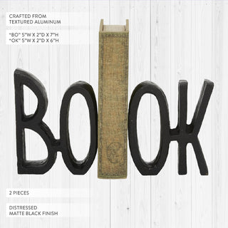 Matte black aluminum bookend set dimensions