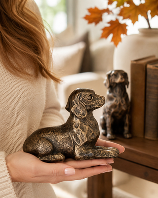 Antique Gold Dog Bookend Statues, Set of 2