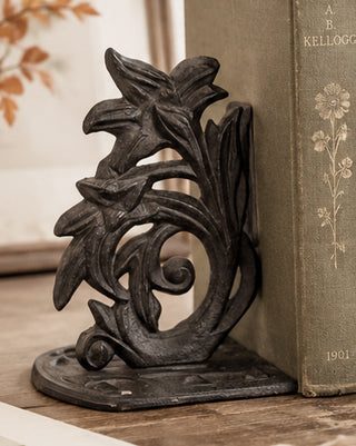 Cast Iron Flower Bookends, Set of 2