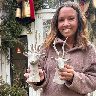 Vintage Inspired Cast Iron Reindeer Head Bookends, Set of Two