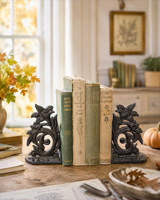 Cast Iron Flower Bookends, Set of 2