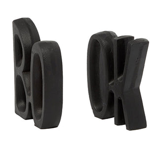 Distressed black bookend set side view