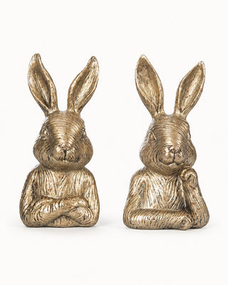 Antique Brass Finish Bunny Bookends, Set of 2