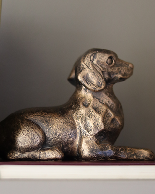 Antique Gold Dog Bookend Statues, Set of 2
