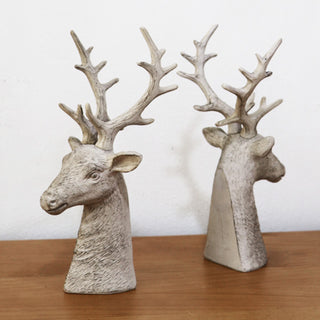 Vintage Inspired Cast Iron Reindeer Head Bookends, Set of Two