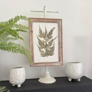 Angled view pressed fern framed tabletop decor