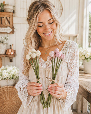 Billy Ball Bouquet - Pink or White Craspedia Stems