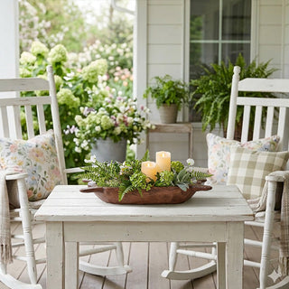 17 Inch Rustic Dough Bowl with Handles | Farmhouse Centerpiece