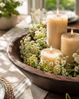 Large Round Dough Bowl 20 Inch Wood Farmhouse Centerpiece