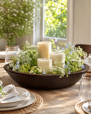 Large Round Dough Bowl 20 Inch Wood Farmhouse Centerpiece