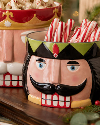 Nutcracker Snack Bowls, Set of 2 Multicolor Christmas Serveware