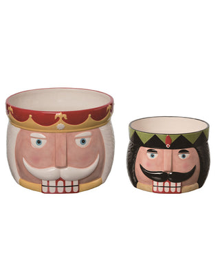 Nutcracker Snack Bowls, Set of 2 Multicolor Christmas Serveware