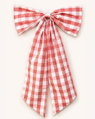 Gingham Christmas Bow Tree Topper or Tree Clips Set of 6 Choose Your Style