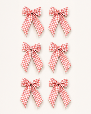 Gingham Christmas Bow Tree Topper or Tree Clips Set of 6 Choose Your Style