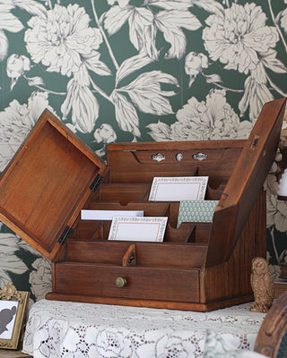 Mercantile Wood Locking Stationery Box