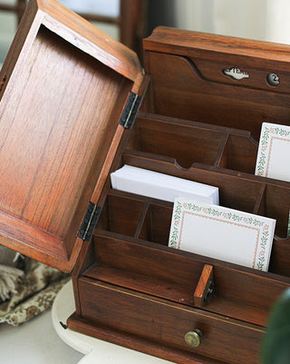 Mercantile Wood Locking Stationery Box