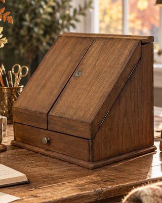 Mercantile Wood Locking Stationery Box