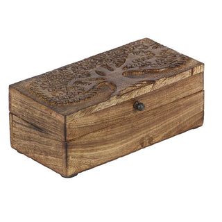 Hand Carved Mango Wood Storage Boxes, Set of 3