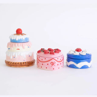 Dessert Cake Storage Boxes, Set of 3 with Tiered Heart and Round Design