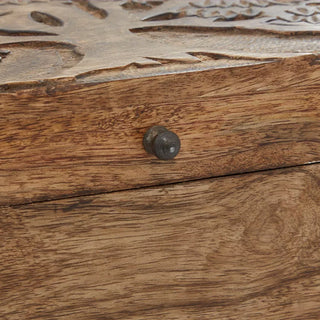 Hand Carved Mango Wood Storage Boxes, Set of 3