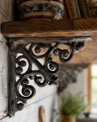 Cast Iron Ornate Scroll Shelf Bracket Set of 2