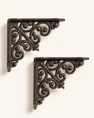 Cast Iron Ornate Scroll Shelf Bracket Set of 2