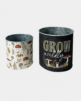 Mushroom Garden Metal Buckets, Set of 2 | Grow Wildly Planters
