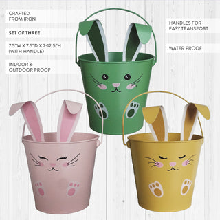 Bunny wall buckets Easter farmhouse shelf decor