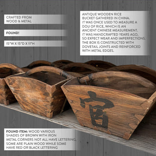 antique Chinese wooden rice buckets