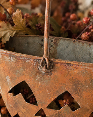 Rust-Finish Pumpkin Face Buckets, Set of 3