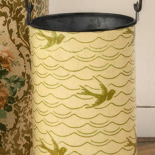 Vintage Floral & Damask Patterned Metal Buckets with Wood Handles, Set of 3