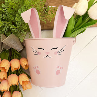  bunny metal bucket Easter wall decor