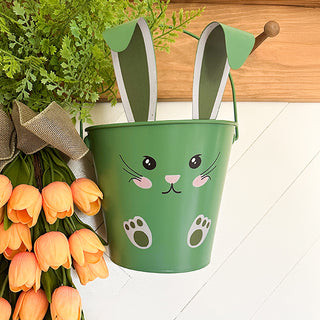 Green bunny buckets Easter wall shelf decor