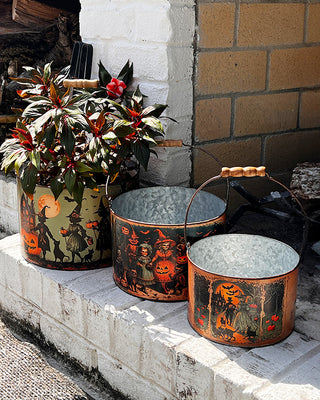 Halloween Metal Buckets, Set of 3