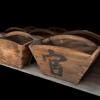 Antique Chinese wooden rice bucket