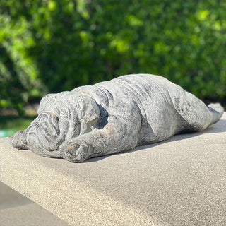 Lying bulldog yard statue outdoor home decor