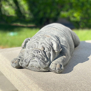 Realistic bulldog patio statue decorative outdoor accent