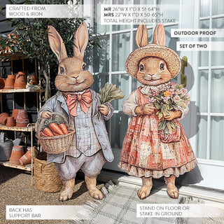 Huge Indoor/Outdoor Wooden Bunny Yard Signs, Set of Two
