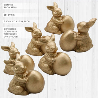 distressed gold bunny figurine set Easter tabletop centerpiece