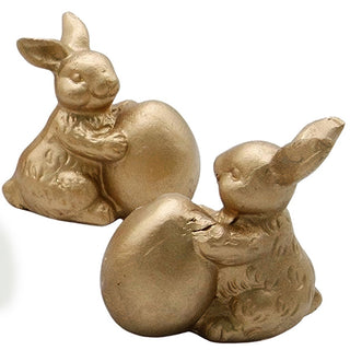 vintage gold bunny holding egg figurine set Easter table display