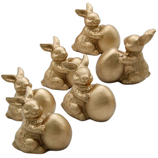 resin gold Easter bunny set distressed finish spring mantel décor
