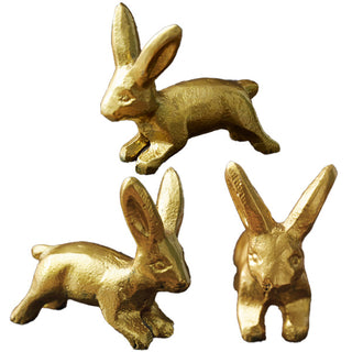 Gold metal rabbit trio figurines